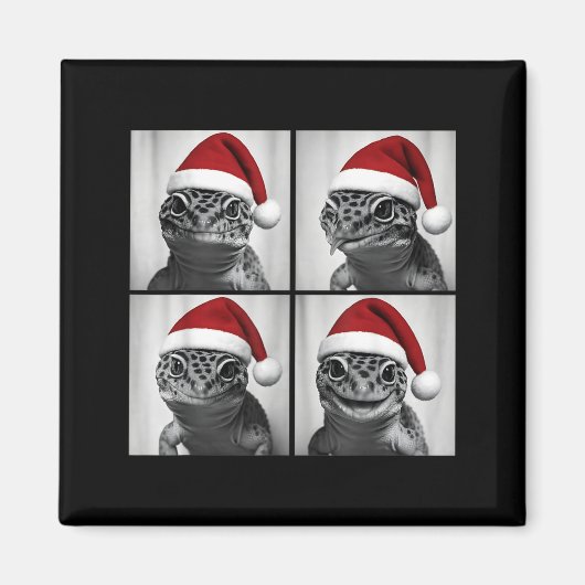 Funny Christmas Leopard Gecko Santa Photo Booth  Magneet (Voorkant)