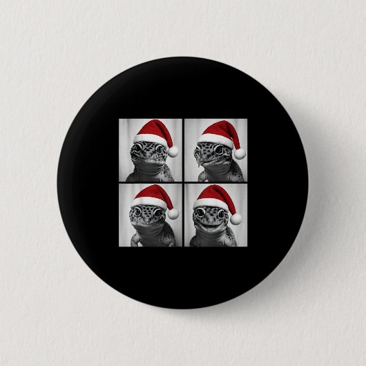 Funny Christmas Leopard Gecko Santa Photo Booth Ronde Button 5,7 Cm (Voorkant)