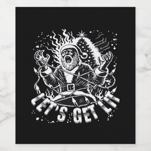 Funny Christmas Let's Get Lit Party Classic Wijn Etiket (Enkel label)