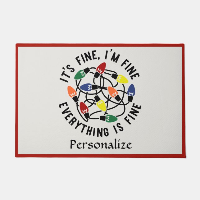 Funny Christmas Light Quote Vakantie Humor Deurmat (Voorkant)