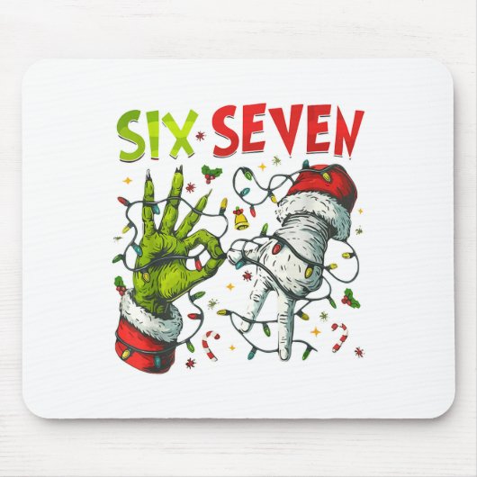 Funny Christmas Lights 6 7 Meme Six Seven Matching Muismat (Voorkant)