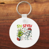 Funny Christmas Lights 6 7 Meme Six Seven Matching Sleutelhanger (Voorkant)