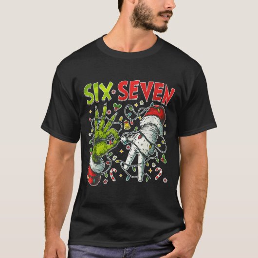 Funny Christmas Lights 6 7 Meme Six Seven Matching T-shirt (Voorkant)