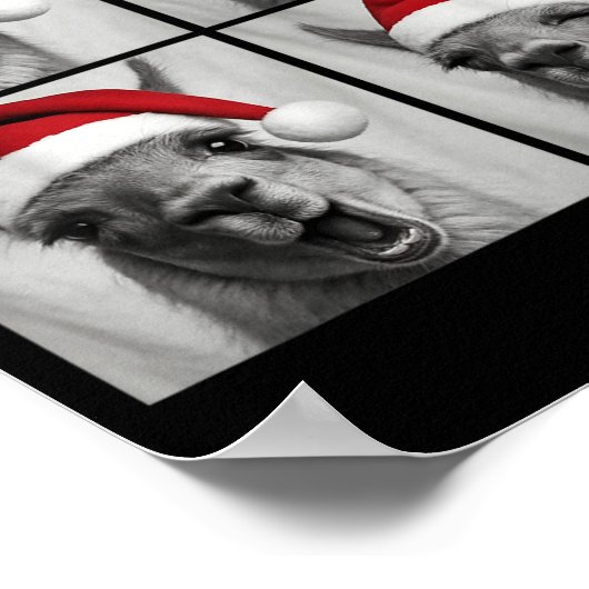 Funny Christmas Llama Santa Photo Booth  Poster (Hoek)