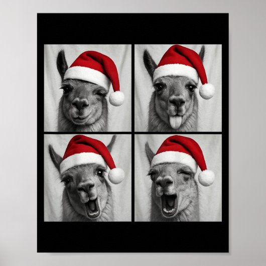 Funny Christmas Llama Santa Photo Booth  Poster (Voorkant)
