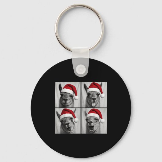 Funny Christmas Llama Santa Photo Booth  Sleutelhanger (Voorkant)