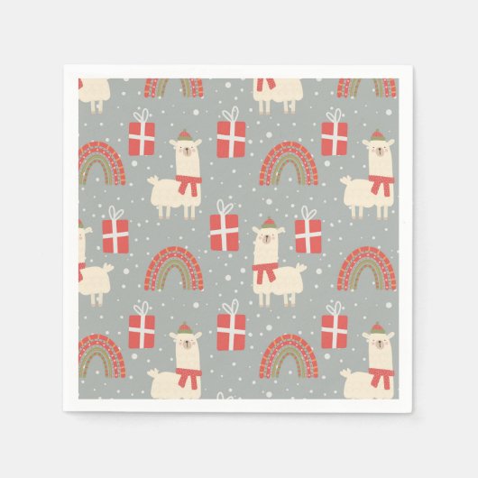 Funny Christmas Llamas Napkins Servet (Voorkant)