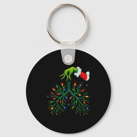Funny Christmas Lungs Lights Art – Rt Holiday  Sleutelhanger (Voorkant)