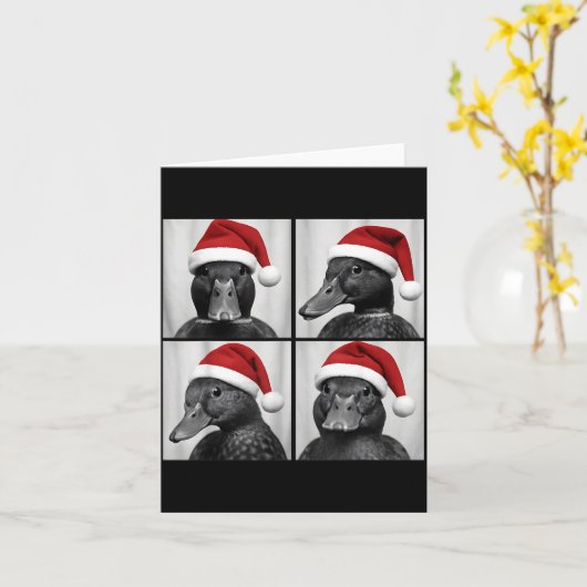 Funny Christmas Mallard Duck Santa Photo Booth Kaart (Gele Bloem)