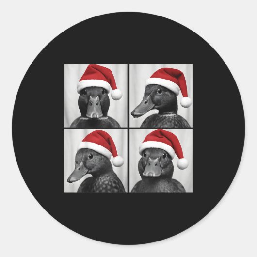 Funny Christmas Mallard Duck Santa Photo Booth  Ronde Sticker (Voorkant)