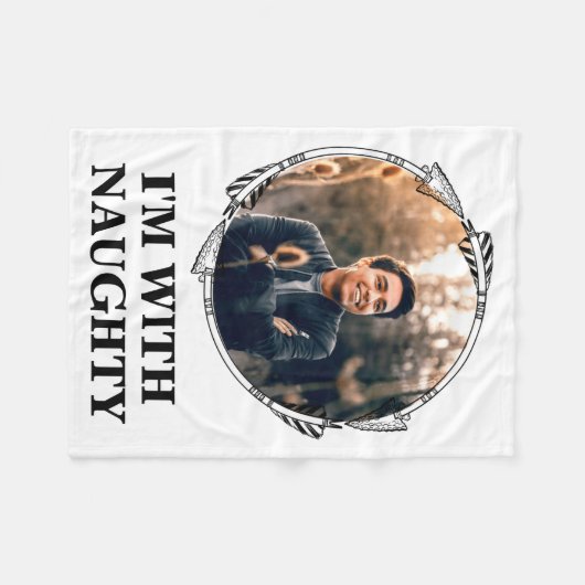 Funny Christmas Matching Couple Naughty Nice Photo Fleece Deken (Voorkant (Horizontaal))