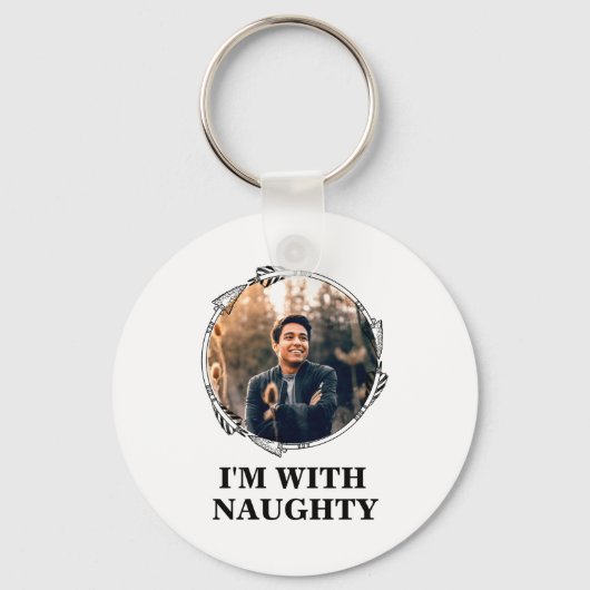 Funny Christmas Matching Couple Naughty Nice Photo Sleutelhanger (Voorkant)