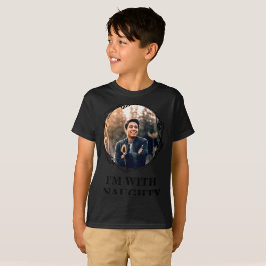 Funny Christmas Matching Couple Naughty Nice Photo T-shirt (Voorkant volledig)