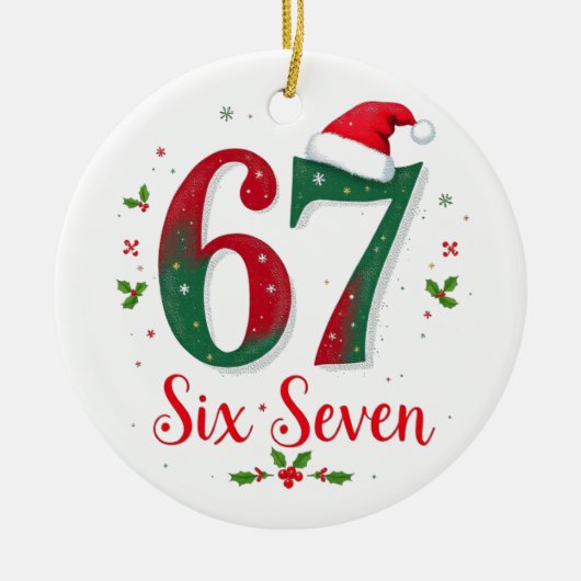 Funny Christmas Meme Six Seven 67 6 7 Holiday Keramisch Ornament (Voorkant)