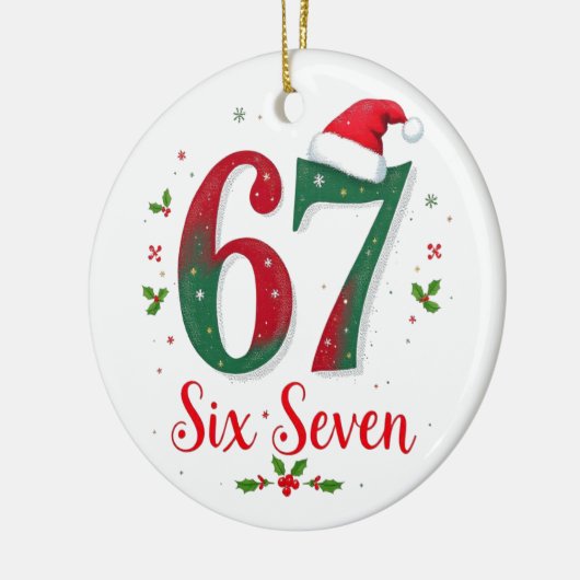 Funny Christmas Meme Six Seven 67 6 7 Holiday Keramisch Ornament (Links)