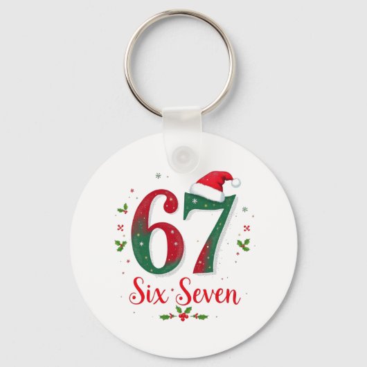 Funny Christmas Meme Six Seven 67 6 7 Holiday Sleutelhanger (Voorkant)