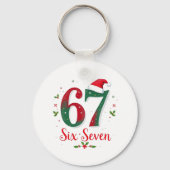 Funny Christmas Meme Six Seven 67 6 7 Holiday Sleutelhanger (Achterkant)
