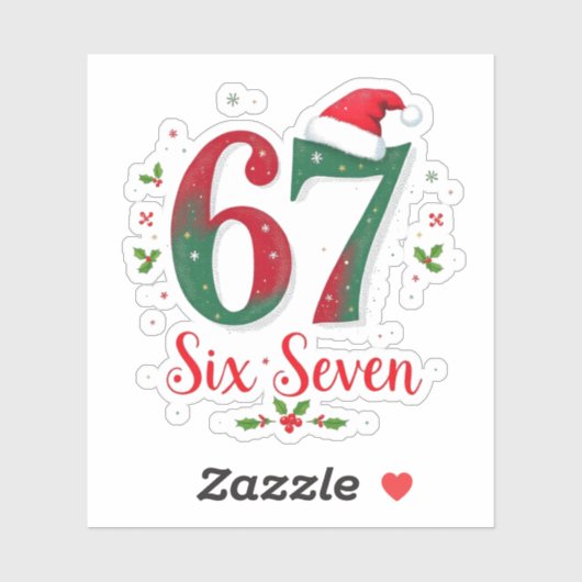 Funny Christmas Meme Six Seven 67 6 7 Holiday Sticker (Vel)