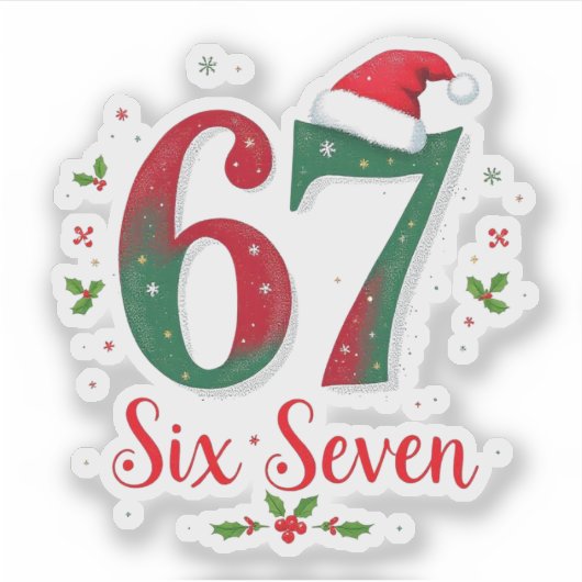 Funny Christmas Meme Six Seven 67 6 7 Holiday Sticker (Voorkant)