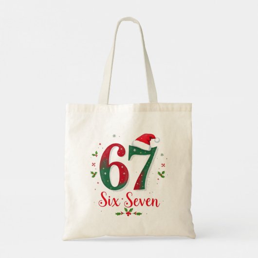 Funny Christmas Meme Six Seven 67 6 7 Holiday Tote Bag (Achterkant)