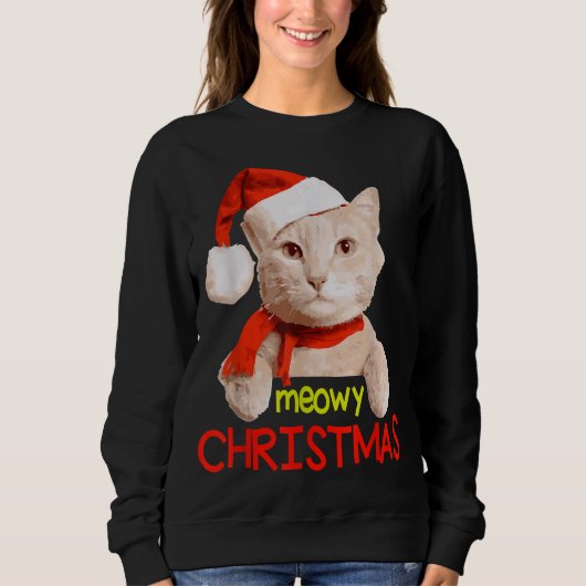 Funny Christmas Meowy Cat Kat Xmas Trui (Voorkant)