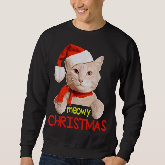 Funny Christmas Meowy Cat Kat Xmas Trui (Voorkant)