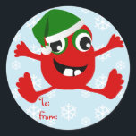 Funny Christmas Monster Gift Label Stickers<br><div class="desc">Super schattig rood kerstmonster cadeau label stickers. Voeg een speciaal tintje toe aan uw vakantiegiften. Geweldig om toe te voegen aan de gunst tassen,  geschenken,  en meer!</div>