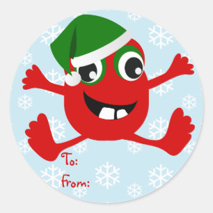 Funny Christmas Monster Gift Label Stickers