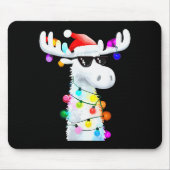 Funny Christmas Moose With Sungles And Holiday Lig Muismat (Voorkant)