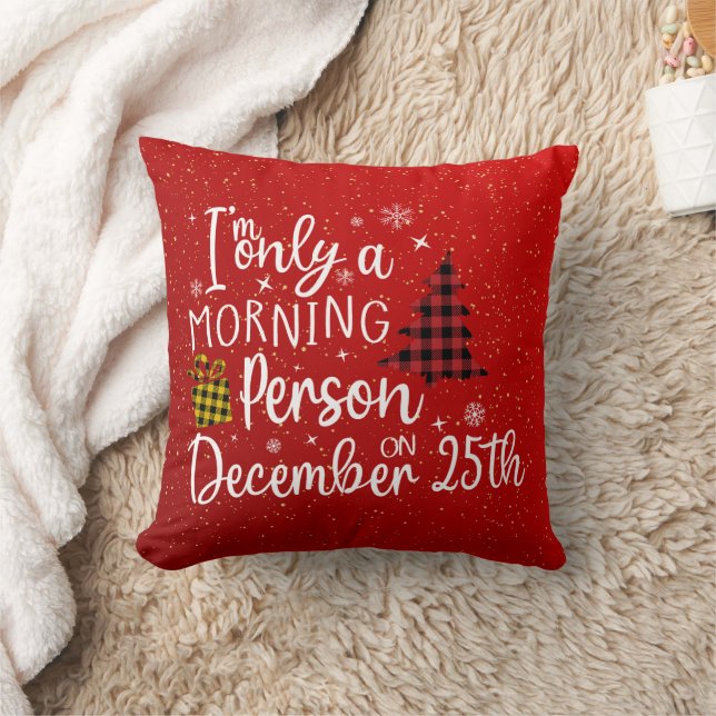 Funny Christmas Morning Person Red Holiday Kussen (Deken)