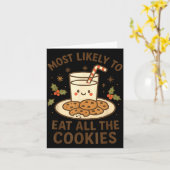 Funny Christmas - Most Likely To Eat All The Cooki Kaart (Gele Bloem)