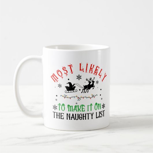 Funny Christmas Most Likely to Make Naughty List Koffiemok (Links)