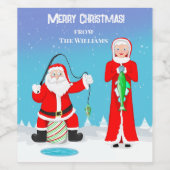 Funny Christmas Mrs Claus verslaat de kerstman bij Wijn Etiket (Enkel label)