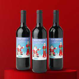 Funny Christmas Mrs Claus verslaat de kerstman bij Wijn Etiket