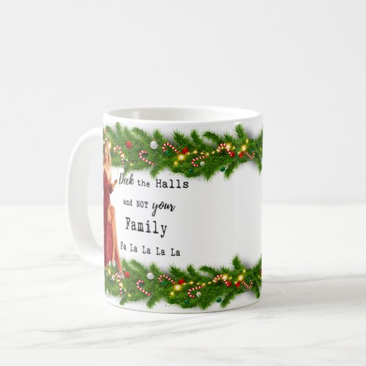 Funny Christmas Mug Best Friend "Deck the Halls" Koffiemok (Voorkant links)