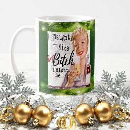 Funny Christmas Mug Best Friend "Naughty / Nice?" Koffiemok