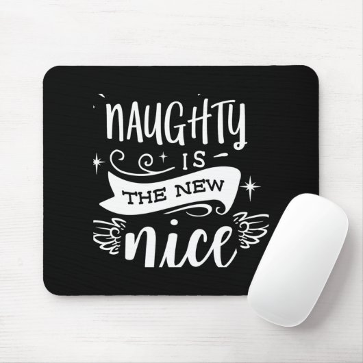 Funny Christmas Naughty Is The New Nice Monogram T Muismat (Met muis)
