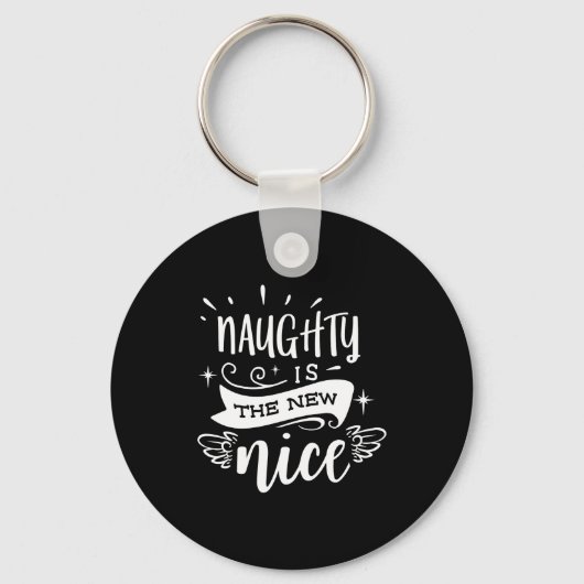 Funny Christmas Naughty Is The New Nice Monogram T Sleutelhanger (Voorkant)