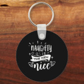 Funny Christmas Naughty Is The New Nice Monogram T Sleutelhanger (Voorkant)