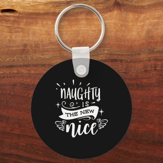 Funny Christmas Naughty Is The New Nice Monogram T Sleutelhanger (Voorkant)