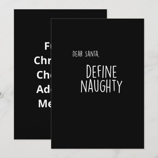 Funny Christmas Naughty Nice Santa Checklist Feestdagenkaart (Voorkant / Achterkant)