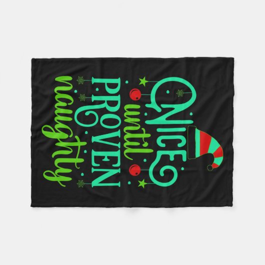 Funny Christmas Nice Until Proven Naughty  Fleece Deken (Voorkant (Horizontaal))