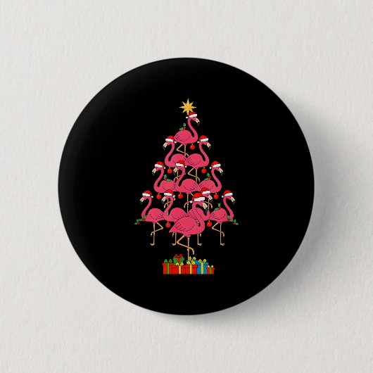 Funny Christmas Nk Flamingo Tree Holiday Bird Love Ronde Button 5,7 Cm (Voorkant)