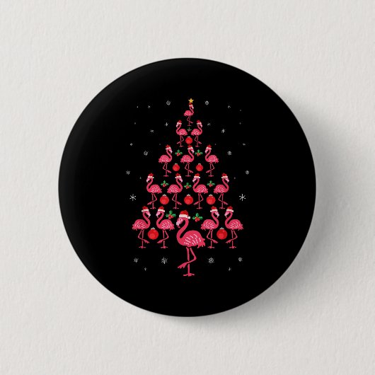Funny Christmas Nk Flamingo Tree Holiday Gift Bird Ronde Button 5,7 Cm (Voorkant)