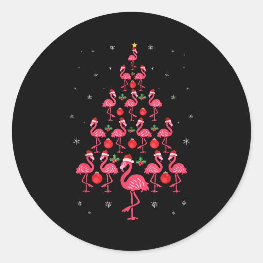Funny Christmas Nk Flamingo Tree Holiday Gift Bird Ronde Sticker (Voorkant)