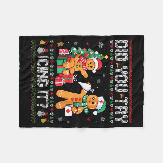 Funny Christmas Nurse Did You Try Icing It_ Ginger Fleece Deken (Voorkant (Horizontaal))