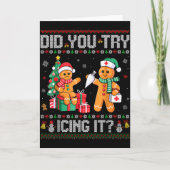 Funny Christmas Nurse Did You Try Icing It_ Ginger Kaart (Voorkant)