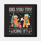 Funny Christmas Nurse Did You Try Icing It_ Ginger Magneet (Voorkant)