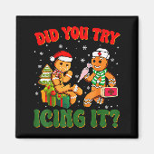 Funny Christmas Nurse Did You Try Icing It_ Ginger Magneet (Voorkant)