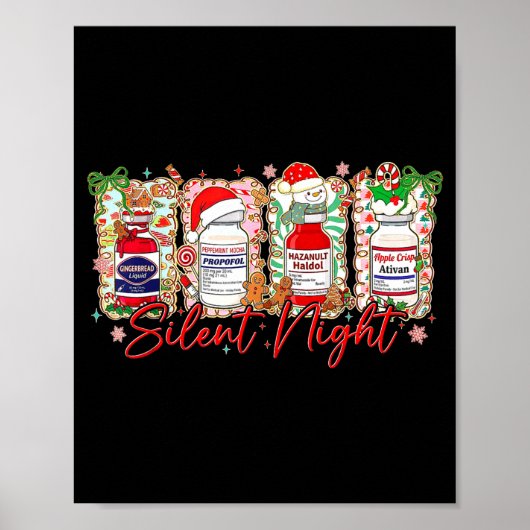 Funny Christmas Nurse Silent Night Medical Humor  Poster (Voorkant)